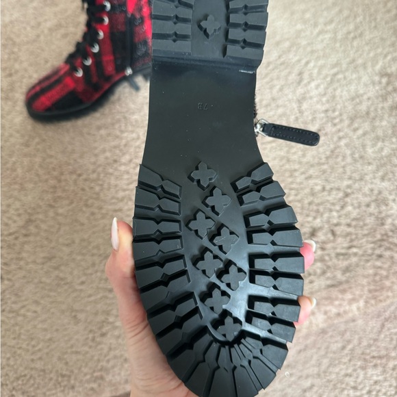 Kate Spade Jemma Plaid Sparkle combat boots - Picture 3 of 3